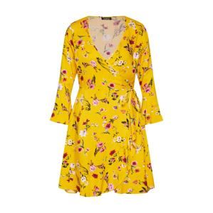 Boohoo Letní šaty 'FLORAL WRAP'  žlutá / červená