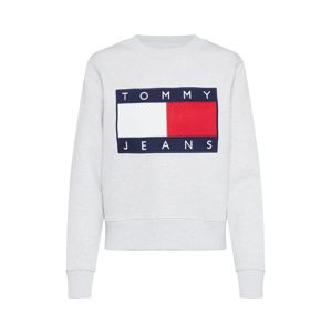 Tommy Jeans Mikina 'FLAG CREW'  bílá / šedý melír / červená