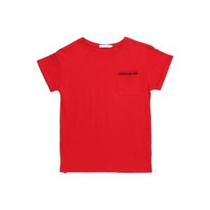 Calvin Klein Jeans Tričko 'OCO POCKET EMBROIDER'  červená