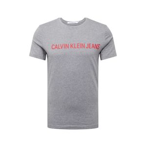 Calvin Klein Jeans Tričko 'INSTITUTIONAL SLIM LOGO TEE'  červená / šedá