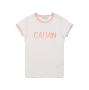 Calvin Klein Jeans Tričko '1X1 RIB CALVIN SLIM TEE'  růžová / bílá