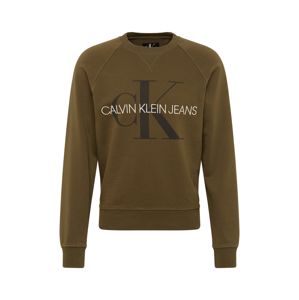 Calvin Klein Jeans Mikina 'WASHED REG MONOGRAM CN'  bílá / khaki / černá