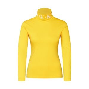 Calvin Klein Jeans Tričko 'MONOGRAM TAPE ROLL NECK LS TEE'  žlutá