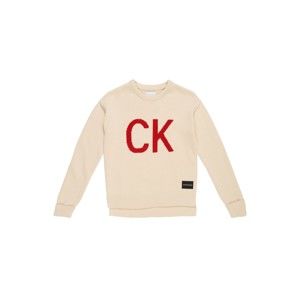 Calvin Klein Jeans Svetr 'CK LOGO INTARSIA SWE'  krémová