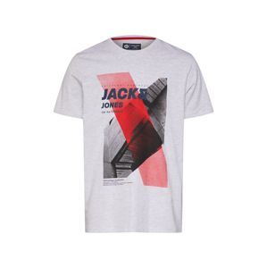 JACK & JONES Tričko 'JCOPOWEL'  červená / černá / bílá