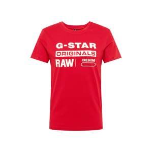 G-STAR RAW Tričko 'Graphic 8'  červená / bílá