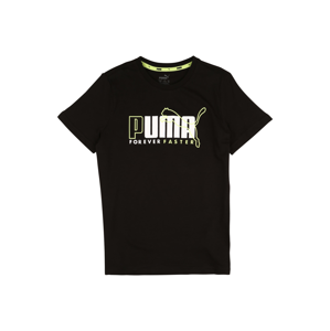 PUMA Tričko 'Alpha Graphic'  černá / bílá / svítivě žlutá