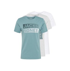 JACK & JONES Tričko  bílá / šedá / modrá