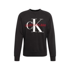 Calvin Klein Jeans Mikina 'WASHED REG MONOGRAM CN'  bílá / červená / černá