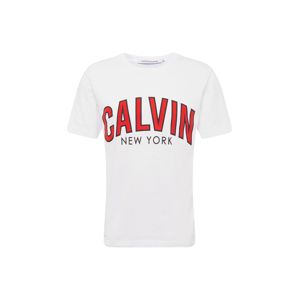 Calvin Klein Jeans Tričko 'CALVIN CURVED VARSITY REG SS'  červená / černá / bílá