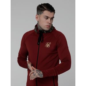 SikSilk Mikina s kapucí 'SikSilk cartel athlete tape zip through hoodie'  vínově červená