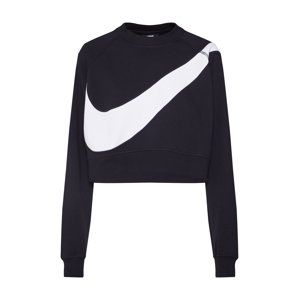 Nike Sportswear Mikina 'W NSW SWSH CREW FLC BB'  černá / bílá