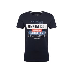 TOM TAILOR DENIM Tričko 'NOS T-shirt with print T-Shirt 1/2'  tmavě modrá