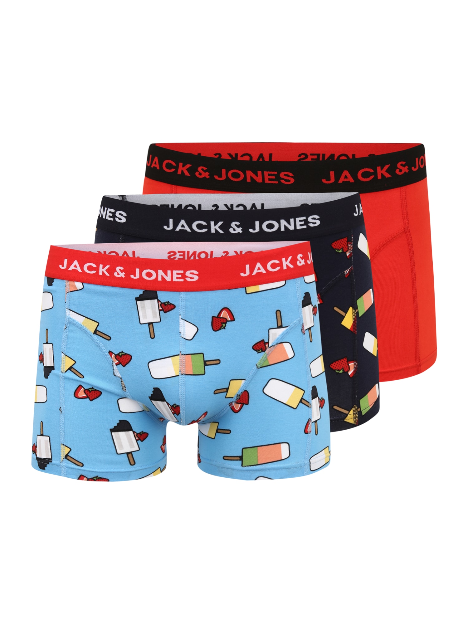 JACK & JONES Boxerky 'ICESTICK'  světlemodrá / černá / červená / mix barev
