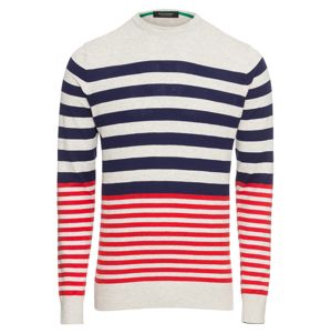 SCOTCH & SODA Svetr 'Cotton melange crewneck pullover with yarn-dyed stripe'  modrá / červená / bílá