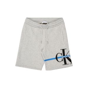 Calvin Klein Jeans Kalhoty 'MONOGRAM STRIPE SWEATSHORT'  světle šedá