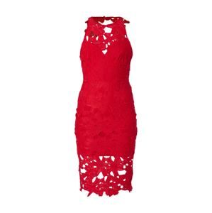 Missguided Koktejlové šaty 'CROCHET LACE BACK DETAIL MIDI'  červená