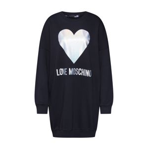 Love Moschino Maxi šaty 'ABITO M/L ST. CUORE LOGO'  černá / stříbrná