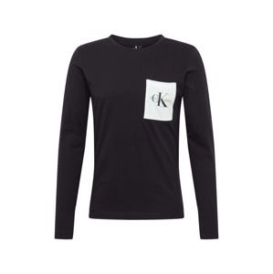 Calvin Klein Jeans Tričko 'MONOGRAM POCKET SLIM LS TEE'  černá