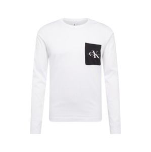 Calvin Klein Jeans Tričko 'MONOGRAM POCKET SLIM LS TEE'  černá / bílá