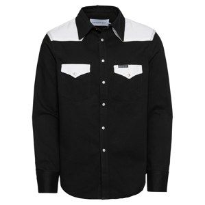 Calvin Klein Jeans Košile 'FOUNDATION WESTERN SHIRT'  černá / bílá