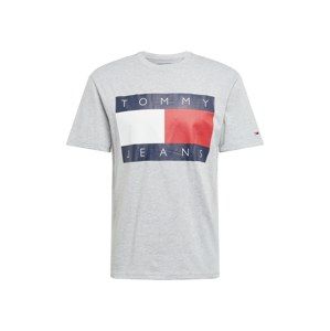 Tommy Jeans Tričko 'FLAG TEE'  světle šedá / červená / bílá