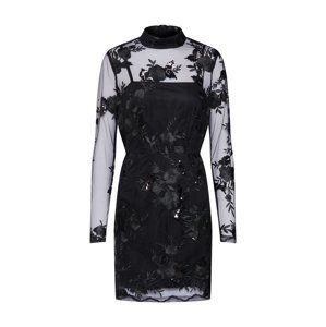 Missguided Koktejlové šaty 'Lace Sequin Bodycon Long Sleeved'  černá
